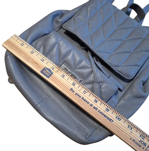 Karl Lagerfeld Gray Leather Backpack Purse. - Picture 9 of 10